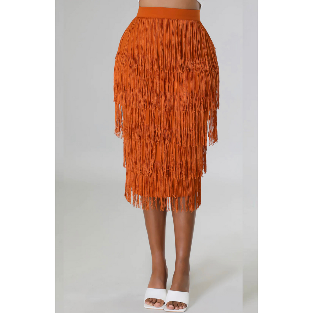 High Waisted Fringe Skirt Christo s Closet